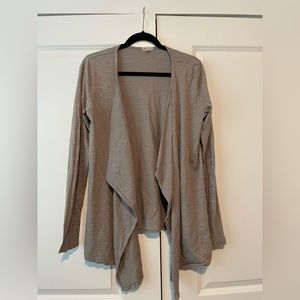 Mododoc Open Front Cotton Cardigan Sweater Sz Medium in Neutral Khaki